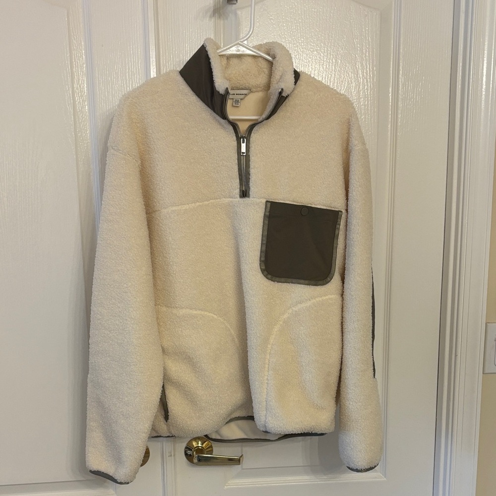 Club Monaco Men's Cream and Gray Sweater
